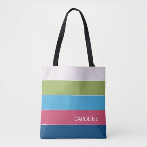 Bold Multi Color Block Stripes Art Pattern Tote Bag