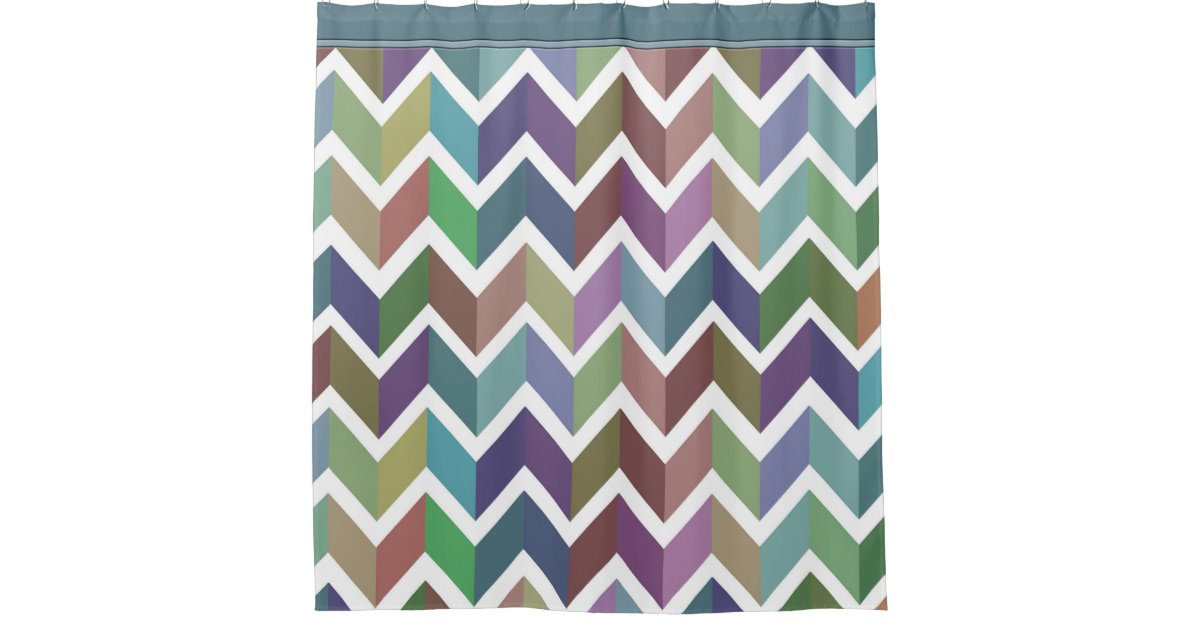 Bold Multi Color Chevron Stripe Muted Colors Shower Curtain Zazzle Com