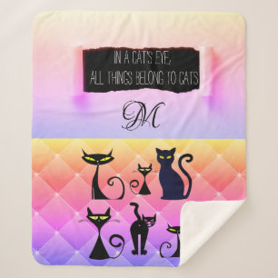 Bold Multicolored Modern Retro Cat Lover Sherpa Blanket