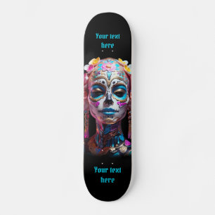 Bold Multicolored Sugar Skull Skateboard