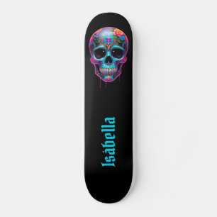 Bold Multicolored Sugar Skull  Skateboard