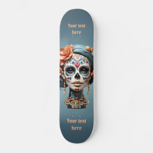 Bold Multicolored Sugar Skull Skateboard