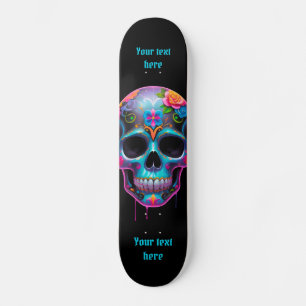 Bold Multicolored Sugar Skull Skateboard