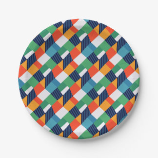 Bold Multicolour Geometric Abstract Paper Plates