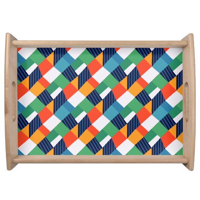 Bold Multicolour Geometric Abstract Serving Tray (Front)