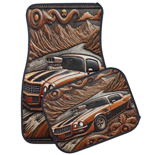 Bold Muscle Car Mountain Drive Car Floor Mat (Set)