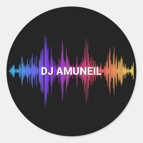 Bold Music Waves Multi_Colored DJs Audio Classic Round Sticker