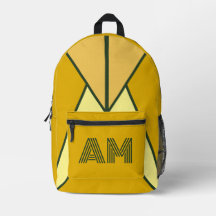 Bold Mustard and Charcoal Geometric Monogram 