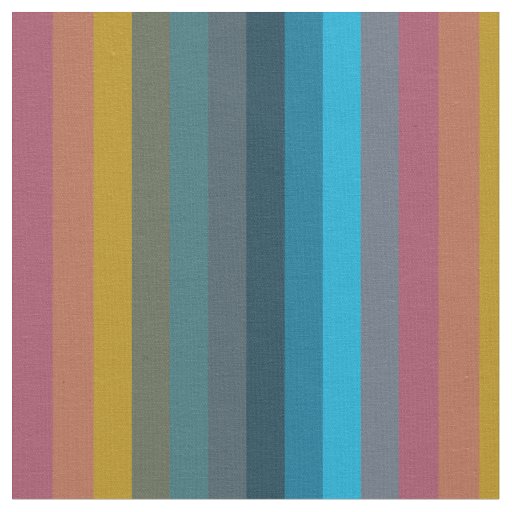 Bold Mustard & Teal Retro Stripes  Fabric