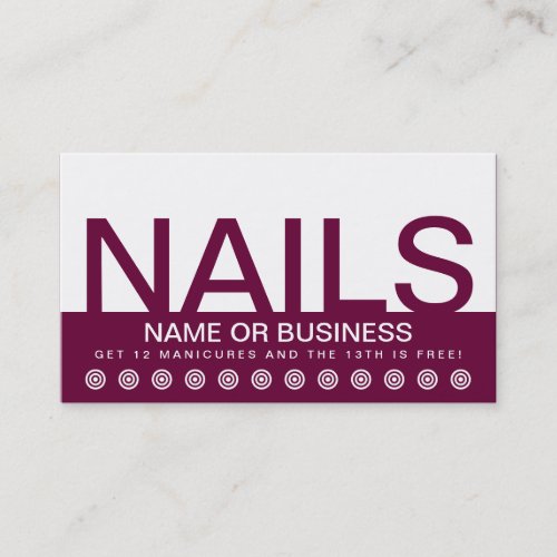 bold NAILS customer loyalty card