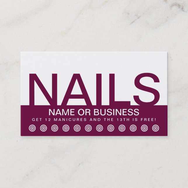 bold NAILS customer loyalty card (Front)