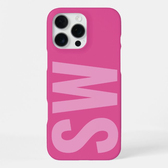 Bold Name Initials Girly Hot Pink Custom Monogram  Iphone Case (Back)