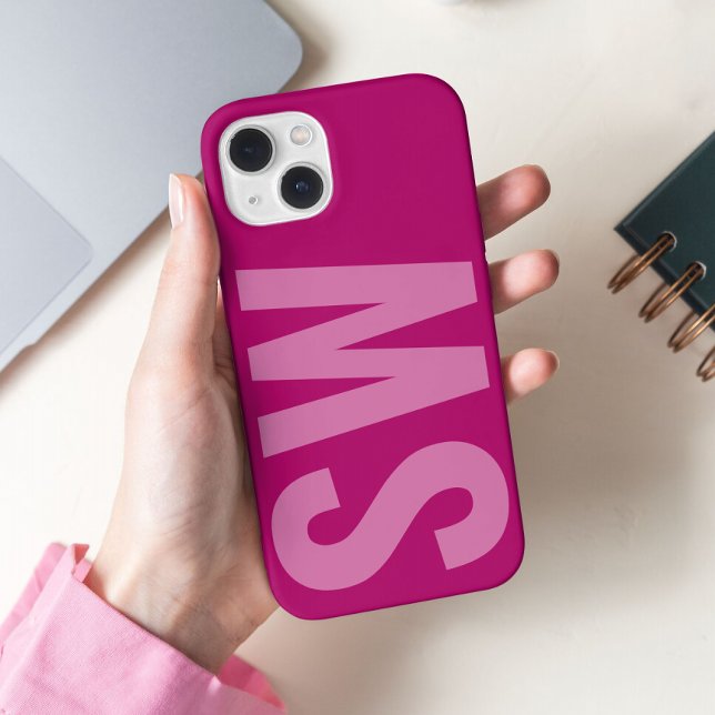 Bold Name Initials Girly Pink Custom Monogram    Case-Mate iPhone Case (Creator Uploaded)