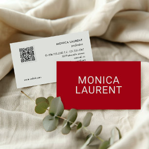 BOLD NAME QR CODE LOGO SOCIAL ICONS RED BUSINESS CARD