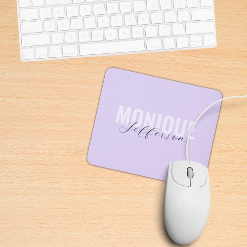 Bold Name Script Modern Lilac Lavender Monogram Mouse Pad