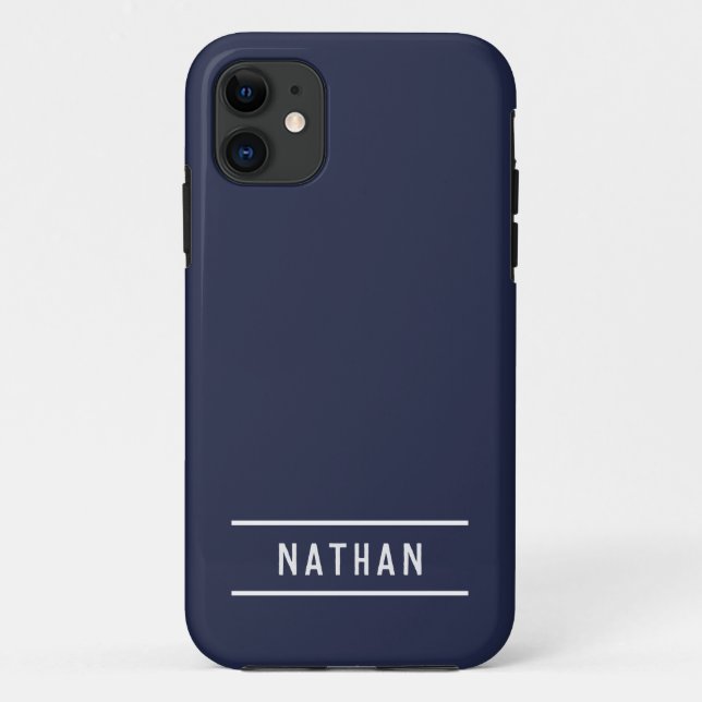 Bold Name | Simple Navy Blue Case-Mate iPhone Case (Back)