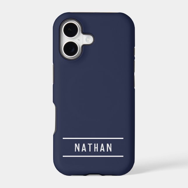 Bold Name | Simple Navy Blue Iphone Case (Back)