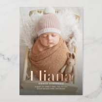 Bold name simple one photo birth announcement