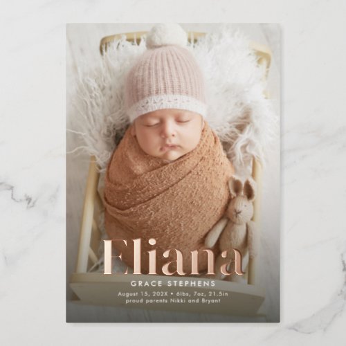 Bold name simple one photo birth announcement