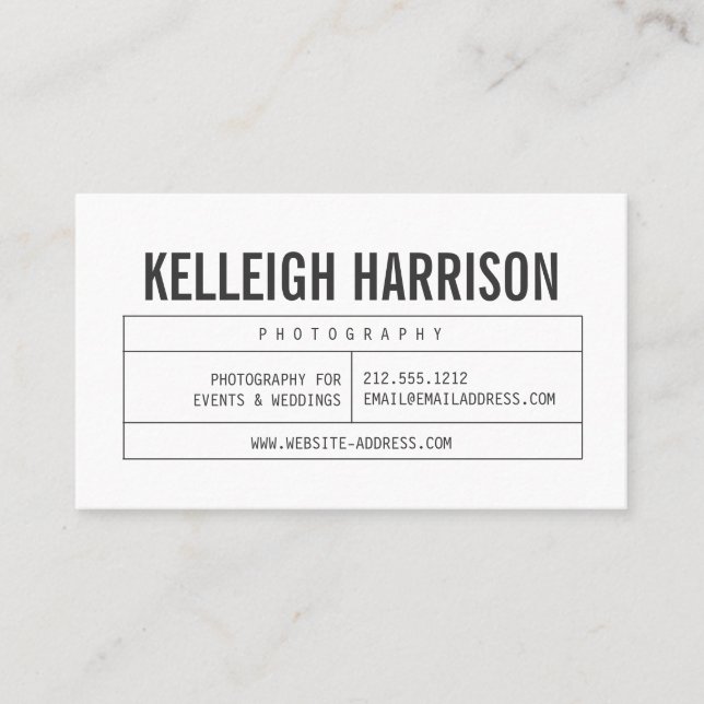 Bold Name with Vintage Grid Professional Business Card (Front)
