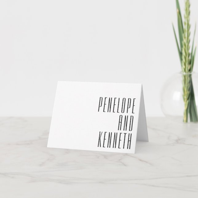 Bold Names Black White Retro Typography Wedding Thank You Card (Front)