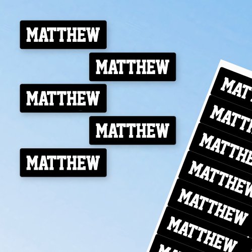 Bold Names Black  White Waterproof Labels