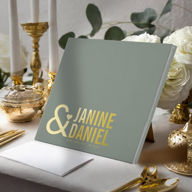 Bold Names & Heart Accent Wedding ID1055 Foil Guest Book (Creator Uploaded)