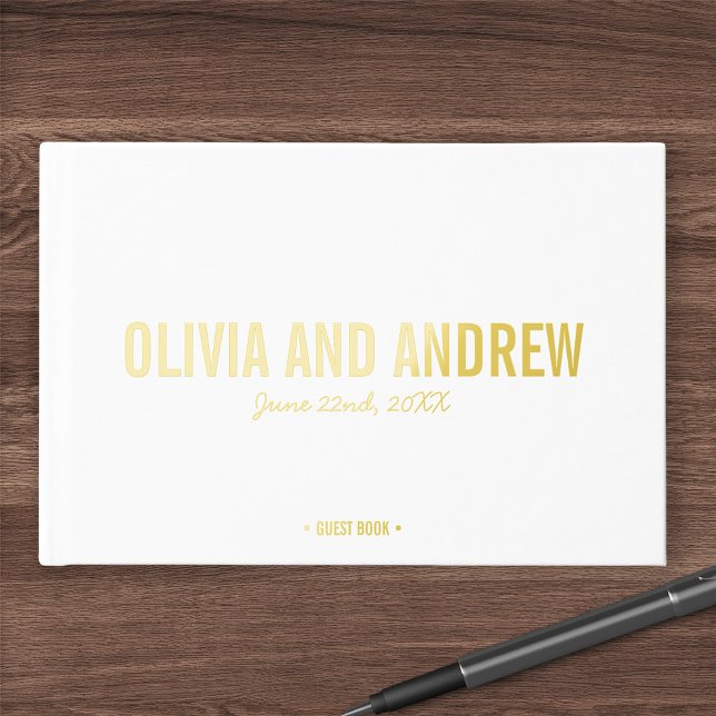 Bold Names Modern Wedding Foil Guest Book (Creator Uploaded)