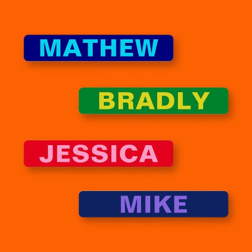 Bold Names on Multiple Colors Waterproof  Labels