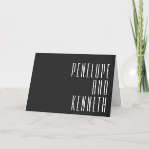 Bold Names Retro Black Typography Custom Wedding Letterpress Thank You Card