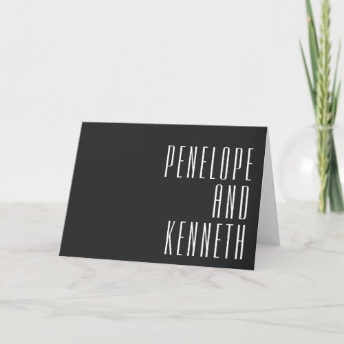 Bold Names Retro Black Typography Custom Wedding Thank You Card