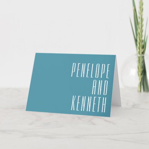 Bold Names Retro Typography Colorful Teal Wedding Thank You Card