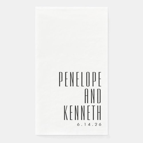 Bold Names Retro Typography Wedding Classic White Paper Guest Towels