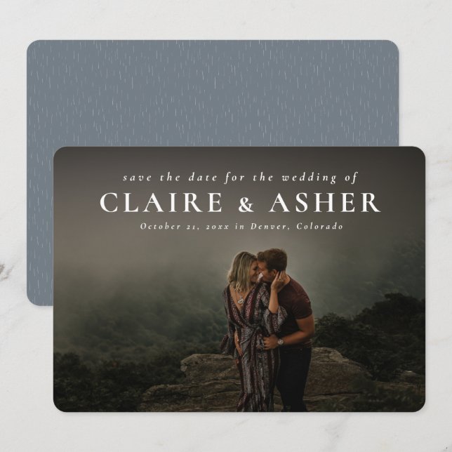 Bold names simple classic save the date photo card (Front/Back)