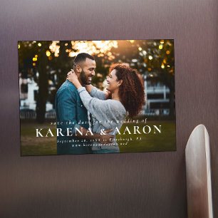 Bold names simple one photo save the date magnetic invitation