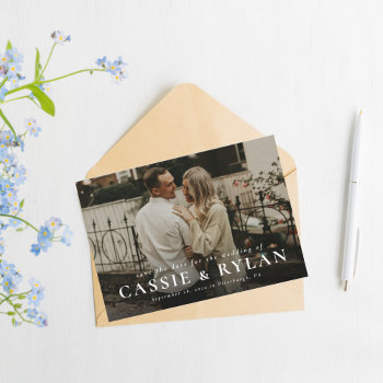 Bold Names Simple Save The Date Photo Card by LeaDelaverisDesign at Zazzle