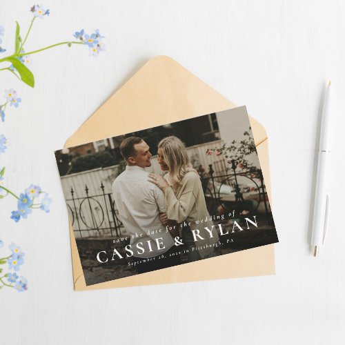 Bold names simple save the date photo card