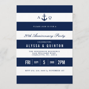 Bold Nautical Theme Anniversary Party Invitation