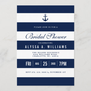 Bold Nautical Theme Bridal Shower Invitation