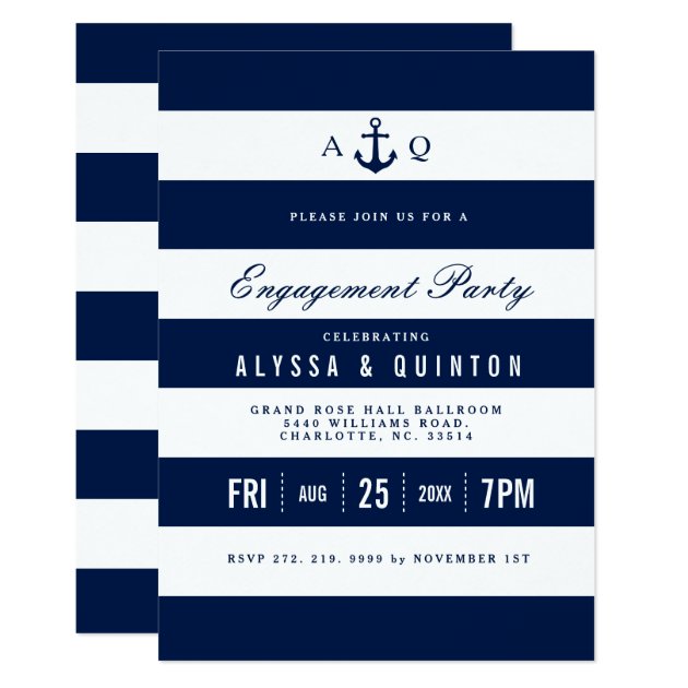 Bold Nautical Theme Engagement Party Invitation