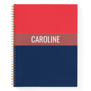 Bold Navy Blue And Red Stripes Personalized Notebook