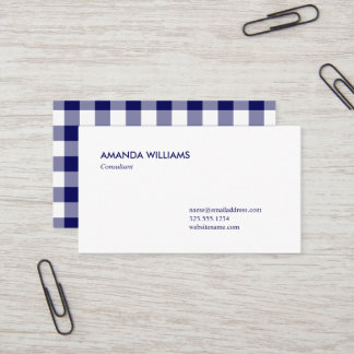 Bold Navy Blue and White Buffalo Plaid Pattern Business Card