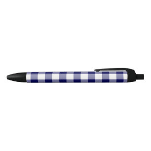 Bold Navy Blue White Buffalo Check Pattern Pen