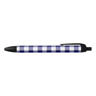 Bold Navy Blue White Buffalo Check Pattern Pen