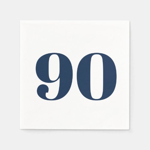 Bold Navy Ninetieth Birthday Cocktail Napkins