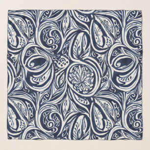 Bold Navy Rust Abstract Classy Botanical Pattern Scarf