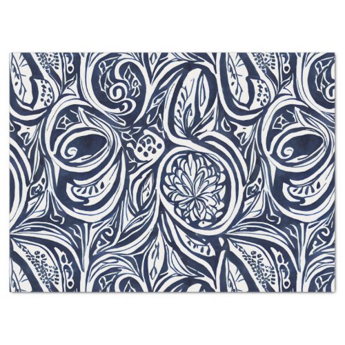 Bold Navy Rust Abstract Classy Botanical Pattern Tissue Paper