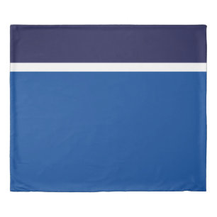 Bold Navy White Top Stripes Deep Blue Color Block Duvet Cover