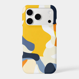 Bold Navy Yellow and Orange Abstract Organic Patte iPhone 17 Pro Case