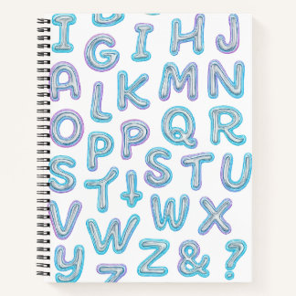 Bold Neon Alphabet Doodle Spiral Notebook